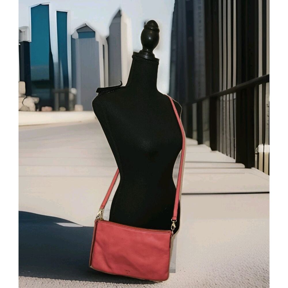 Fossil Sydney Pink Leather Crossbody Bag Shoulder Bag 11x7